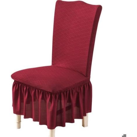 Housse de chaise 2 pièces jacquard universelle housse de chaise housse de table de banquet (Bourgogne) (1/4)