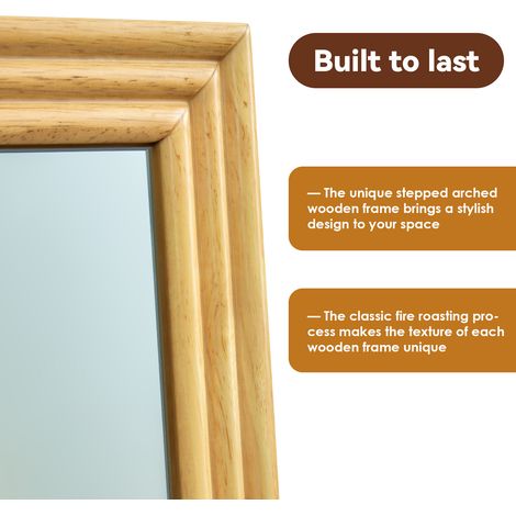 Miroir pleine longueur 160x50 cm en bois et métal marron, support réglable pour salon – MEUBLIV (1/5)