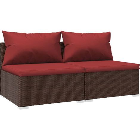 Salon de jardin 2 pcs,Mobilier de jardin avec coussins Résine tressée Marron CFW35086 (1/5)