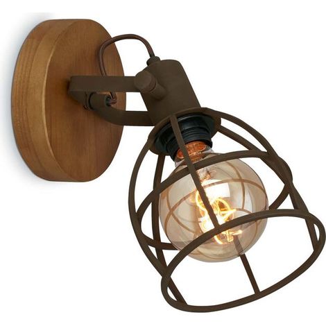 Faretto da parete Spot lampada retrò orientabile 1xE27 Ø15cm max.25W marrone scuro Briloner (1/5)