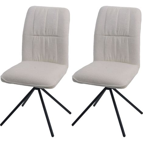[NEUWERTIG] 2er-Set Esszimmerstuhl HHG-432, Küchenstuhl, drehbar Auto-Return, Stoff/Textil Chenille (340g/m²) Öko-Tex creme