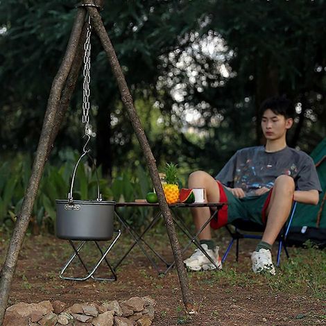 Anneau multifonctionnel pratique en acier inoxydable pour outils d'extérieur, support portable pour trépied de camping, support pour pot de fleurs suspendu, support pour barbecue (1/5)