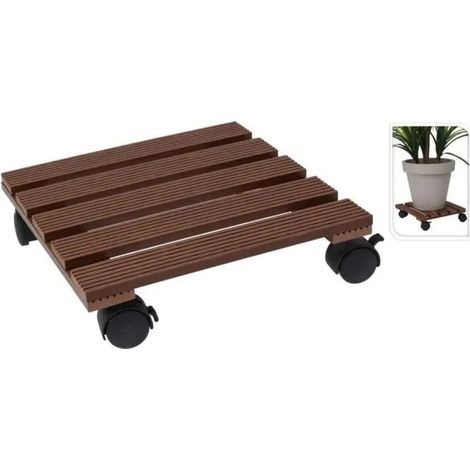 Prosperplast Chariot à plantes carré marron 29x29 cm bois