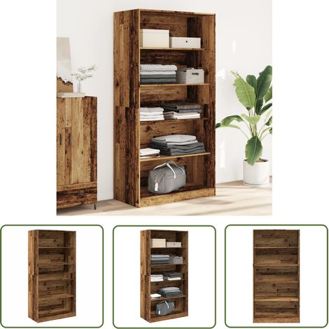 The Living Store Kleiderschrank Altholz-Optik 100x50x200 cm Holzwerkstoff - Holzschrank - Kleiderschrank - Einbauschrank - Kommode - Aufbewahrung (1/5)