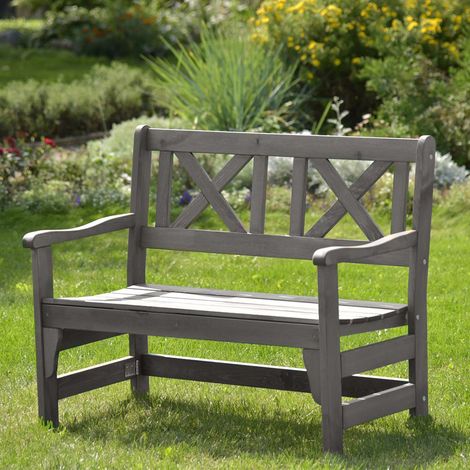 Panca in legno da esterno Pieghevole Modello MALMO Verniciata Grigia - Dimensioni 109 x 61 x 43/88 h. cm (1/5)