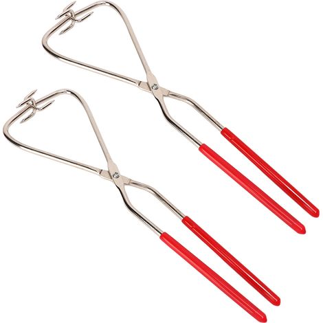 Pince à tremper en deux parties avec poignées en acier inoxydable rouge, facile à nettoyer et solidement fixée, adaptée à la sculpture sur céramique. (1/5)