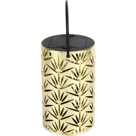 Lanterne suspendue LED à motif de feuilles ajourées, lampe de cheminée portable dorée pour la décoration de la maison et du jardin. (1/5)