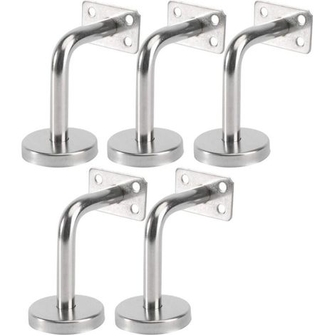 5-Piece Steel Handrail Brackets, Wall-Mounted Handrail Brackets for Indoor and Outdoor Stairs, Wooden Stair Railing, Stair Rail (6x8x5cm/2.7x3.1x2.0in) (1/4)