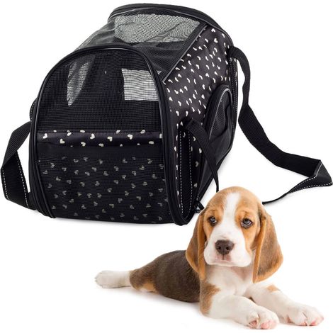 Sac de transport pour animaux Noir Taille : 41 cm x 23 cm x 27 cm (1/3)