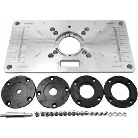 Plaque d'insertion de table en alliage d'aluminium avec 4 anneaux pour banc de travail du bois, 235 mm x 120 mm x 8 mm