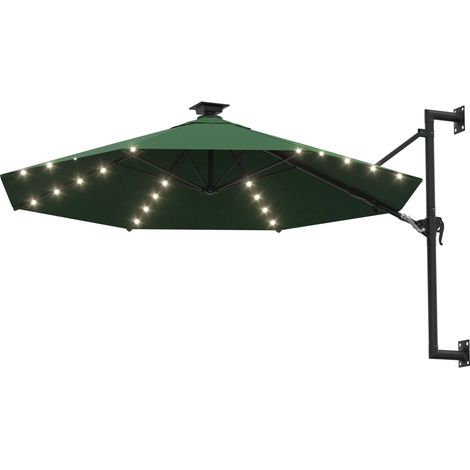 Parasol mural de jardin avec LED 300 cm vert