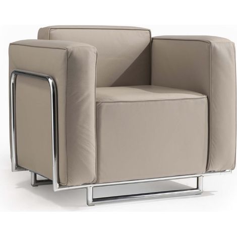Fauteuil design faux cuir et acier chromé Sieka - 82cm-Noir (1/4)