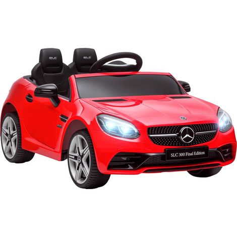 Voiture électrique enfants sous licence Mercedes SLC 300 12 V V. Max. 5 km/h effets sonores lumineux télécommande rouge