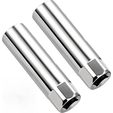 2 PCS Douille à Bougie Magnétique 14 mm 12 Pans Paroi Fine 3/8", Outil de Retrait pour Bougie d'Allumage en Acier Cr-V avec Aimant Intégré pour Voiture Moto SUV (1/5)