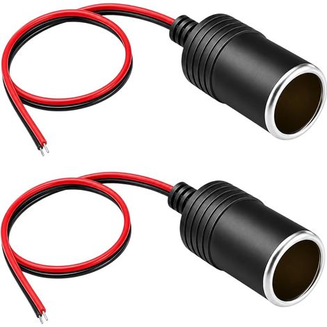 Set mit 2 12-24V Zigarettenanzünderbuchsen mit 35cm Kabel, Unterputzmontage, für Auto, LKW, Wohnmobil, Boot, Zubehör 15A 200W (1/5)