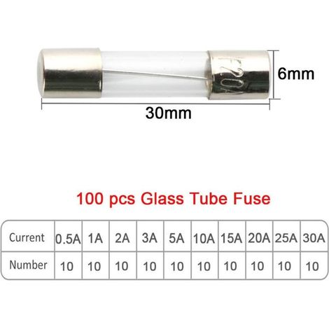 100Pcs Verre Tube Fusible + 20Pcs Fusible Siège + 5Pcs Vis Type Porte-Fusible, avec Transparent Plastique Boîte (1/3)
