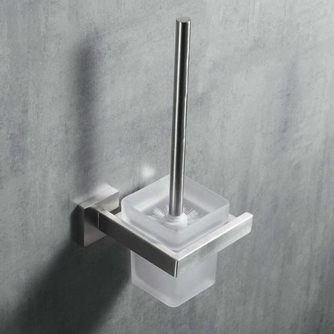 Brosse Toilettes Mural - Acier Inoxydable SUS304 - Verre Dépoli - Hauteur 38 Cm - Pour Salle De Bain Compacte - 1 Pièce (1/5)