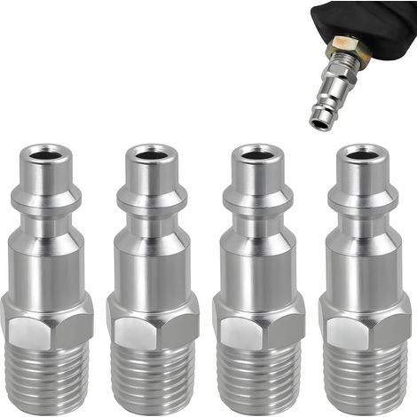Conector rápido de aire comprimido de 1/4", 4 unidades, conexión roscada americana para compresor, extremo de manguera neumática, conector rápido para sistemas de aire y herramientas neumáticas. (1/5)