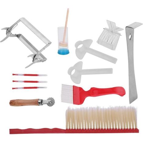 12pcs Kit d\'outils d\'apiculture outil d\'abeille brosse d\'extraction en acier inoxydable-TIP-Ywey (1/3)