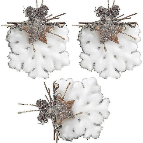 3-teiliges Set Weihnachtskugeln zum Aufhängen am Weihnachtsbaum, weiße Schneelandschaft, Schaumstoff-Schneeuhr-Dekoration (1/5)