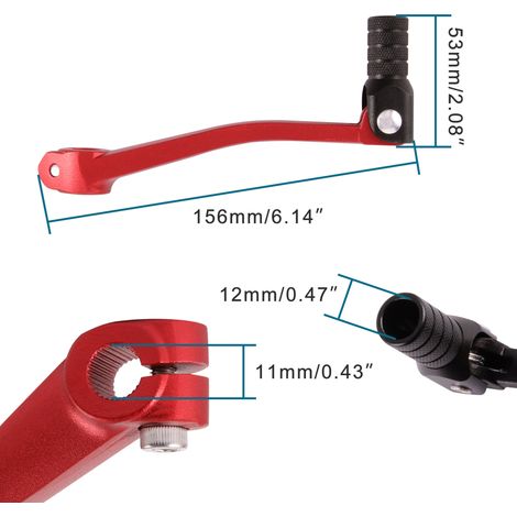 GOOFIT off-road motorcycle shifter compatible with XR50 CRF50 XR, aluminum alloy red lever with black head. (1/4)