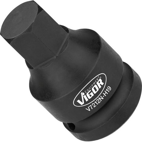 VIGOR Schlagschrauber Schraubendrehereinsatz, 3/4 (20 mm) Vierkant hohl, Außen Sechskant Profil, Außen Doppelsechskant Profil, SW 19 mm (1/2)