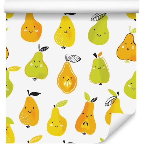 Carta da parati colorata e allegra con pere per soggiorno e camera da letto, 50x1000 cm (1/5)