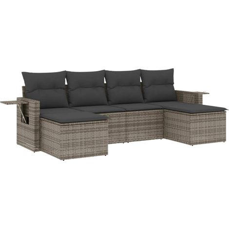 Maison Exclusive - 6-tlg. Garten-Sofagarnitur mit Kissen Grau Pol