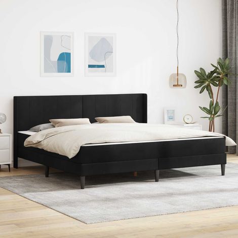 Bettgestell mit Matratze mit Kopfteil Schwarz 180 x 200 cm Samt (1/5)