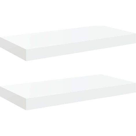 vidaXL Estante flotante de pared 2 uds MDF blanco brillo 50x23,5x3,8 cm (1/2)