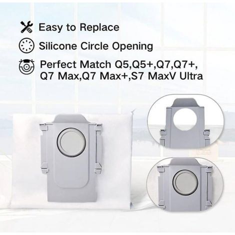 Sac À Poussière - Pour Robot Aspirateur Roborock Q5+ S7 Maxv Ultra - 2 5 L - Blanc - 4 Pièces (1/2)