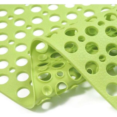 Tapis de baignoire antidérapant en TPE extra doux pour enfants, lavable en machine, tapis de douche de salle de bain, baignoires lisses/non texturées uniquement, 30 L x 17 W (vert) (1/4)