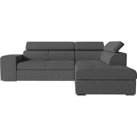 Canapé d'angle SOAN convertible en tissu - Gris foncé - Angle Droit (1/5)
