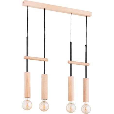 Suspension scandinave barre bois clair 4xE27 Dilan Alfa (1/3)