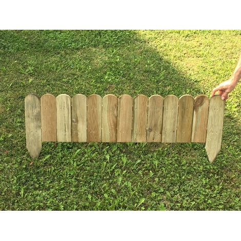 Bordura giardino in legno 20 pezzi totali 24 metri, steccato decorativo altezza 30/45 cm lunghezza 120 cm - Esterni da Vivere (1/2)
