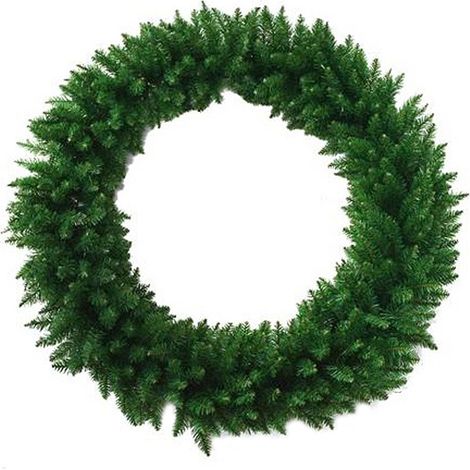 Corona Natalizia gigante Ø150 cm Verde Realistica Maxi Ghirlanda Decorativa grande in PVC  Struttura Metallica per Pareti Porte Vetrine Locali