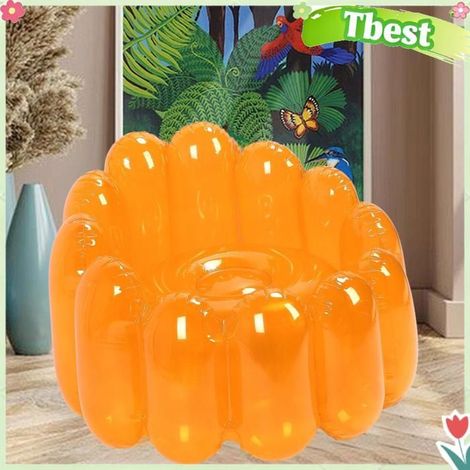 Tbest Chaise de canapé gonflable Canapé gonflable Portable, siège d'extérieur, Transparent, couleur bonbon, jardin canape Orange (1/5)