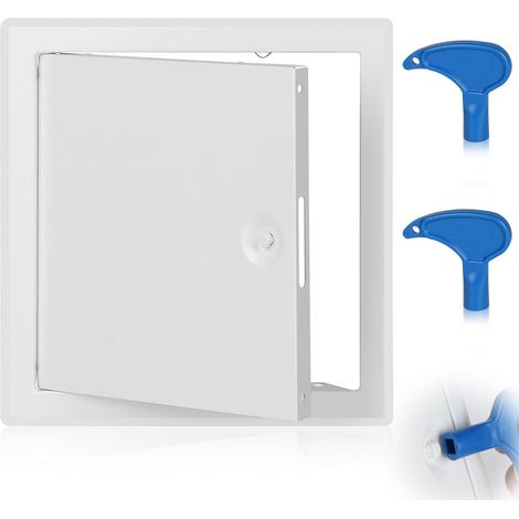 Trappe de Visite 20cm x 20xm Panneau Trappe Inspection Rabat de Revision en Acier Blanc avec Loquets et Clé pour Mur et Plafond (1/5)
