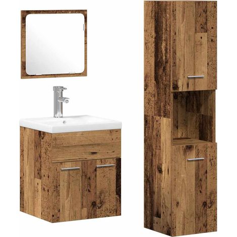 Maison Exclusive - Set di mobili per il bagno con lo scaffale 4 pcs Legno vecchio