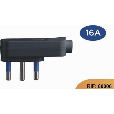 TRADE SHOP - Spina Piatta Elettrica Salvaspazio Laterale 2p+t 16a 25 V Max 1500 W Nero 80006 - (1/5)