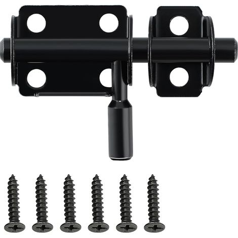 Verrou Porte Interieure, Loquet Porte Verrou Pratique, Loquet Porte Exterieur pour Armoire, Tiroir et Jardin, en Acier Inoxydable, Noir (1/5)