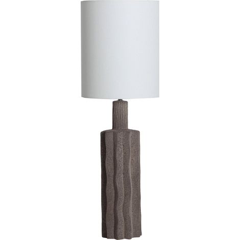 Lampe de table contemporaine en céramique grise finition brute - Gris pierre et blanc cassé (1/3)