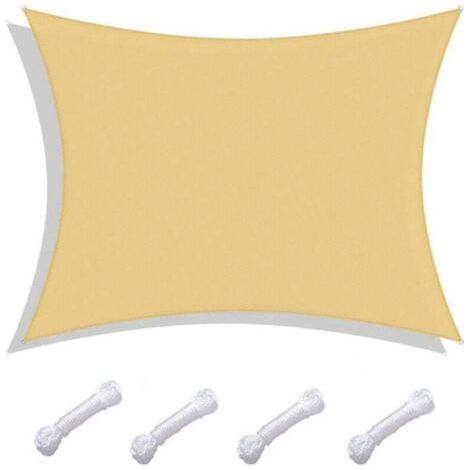 Rectangular Shade Sail, Waterproof and UV Resistant, for Patio, Garden, Lawn, 2 x 3 m, Sand Yellow (1/4)