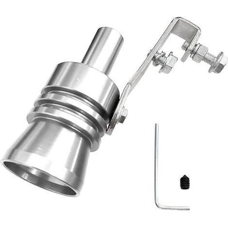 Sifflet Turbo pour modification de voiture - Sifflet Turbo - Sifflet d'échappement - Alliage d'aluminium - Convient aux Tuyaux d'échappement droits - XL - 11,5 x 3,5 x 3,5 cm - Argent (1/5)