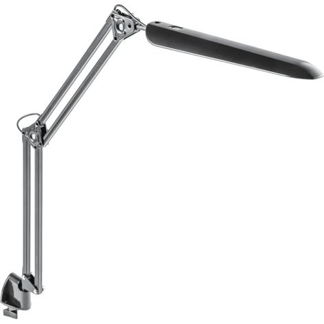 Lampe de bureau LED 8 W 600 lm 4000 K blanc neutre IP20 avec variateur à 3 niveaux – bras pivotant – fixation par pince – noir (1/4)
