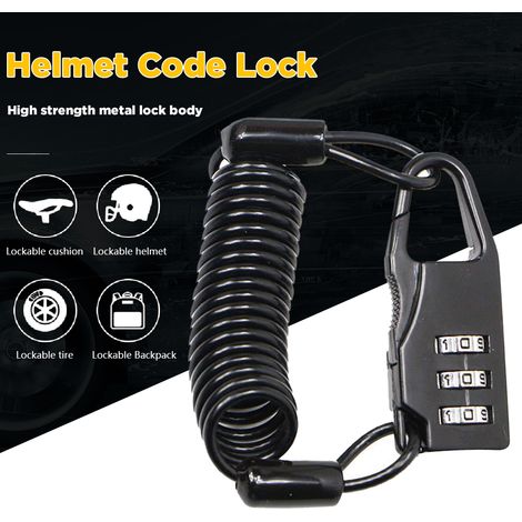 Cadenas à câble à ressort portable pour vélo, 3 chiffres, antivol, réinitialisable, pour voyage, bagages, casque (1/5)