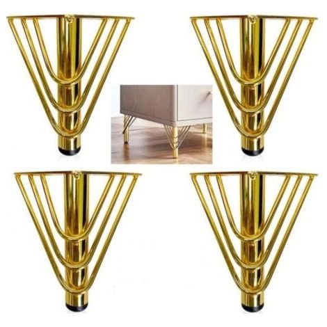 4 Gold Metal Furniture Legs, 15cm Modern Replacement Sofa Leg, Leg for Coffee Table, TV Cabinet, Floor Protection + Silent Non-Slip Base (1/5)