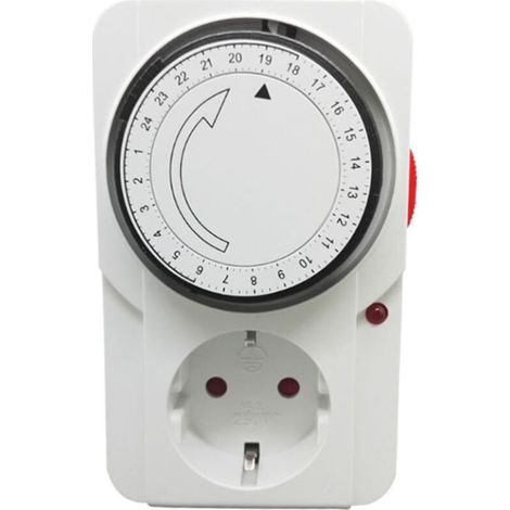 Programmateur journalier mécanique 3000 W, 16 A, alimentation 220-240 VAC, matériau PC ignifuge, plage de temporisation 24h pour fixation murale (1/4)