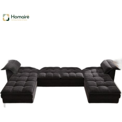 Canapé en velours noir avec accoudoirs 262 x 134 x 86 cm HOMAIRE (1/5)