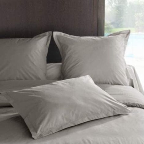 Taie d'oreiller en percale de coton - Manoir - 65 x 65 cm - Gris clair - Livraison gratuite (1/3)